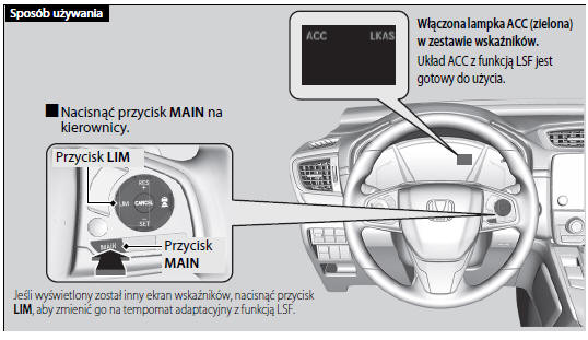 Honda CRV Tempomat adaptacyjny (ACC) z funkcją podążania