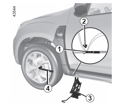 Dacia Duster: Zmiana koła - Rady praktyczne - Dacia Duster - Instrukcja  Obslugi