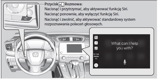 Obsługa usługi Apple CarPlay za pomocą funkcji Siri