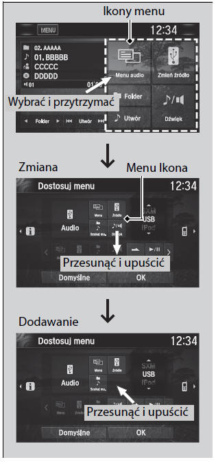 Menu Dostosuj