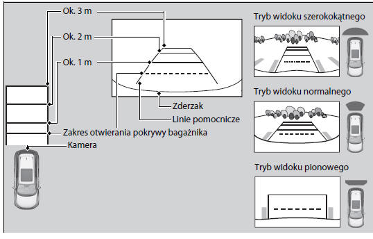 Strefa wyświetlania obrazu z wielofunkcyjnej kamery cofania